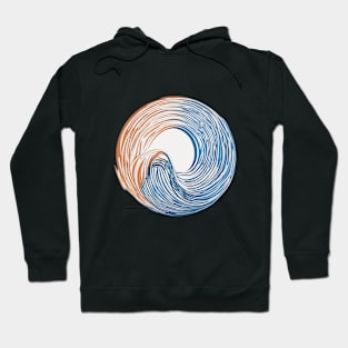 Abstract Ocean Wave Design in Blue and Orange No. 535 Hoodie